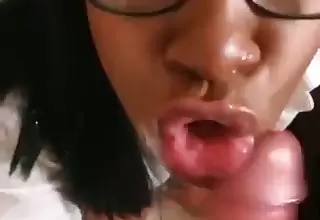 Slutty Black Teen Schoolgirl blowjob